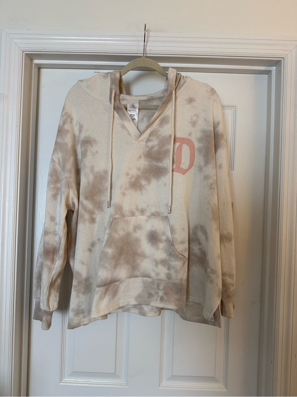 Disney Parks Tie-Dye V Neck Hoodie in Cream and Beige XL